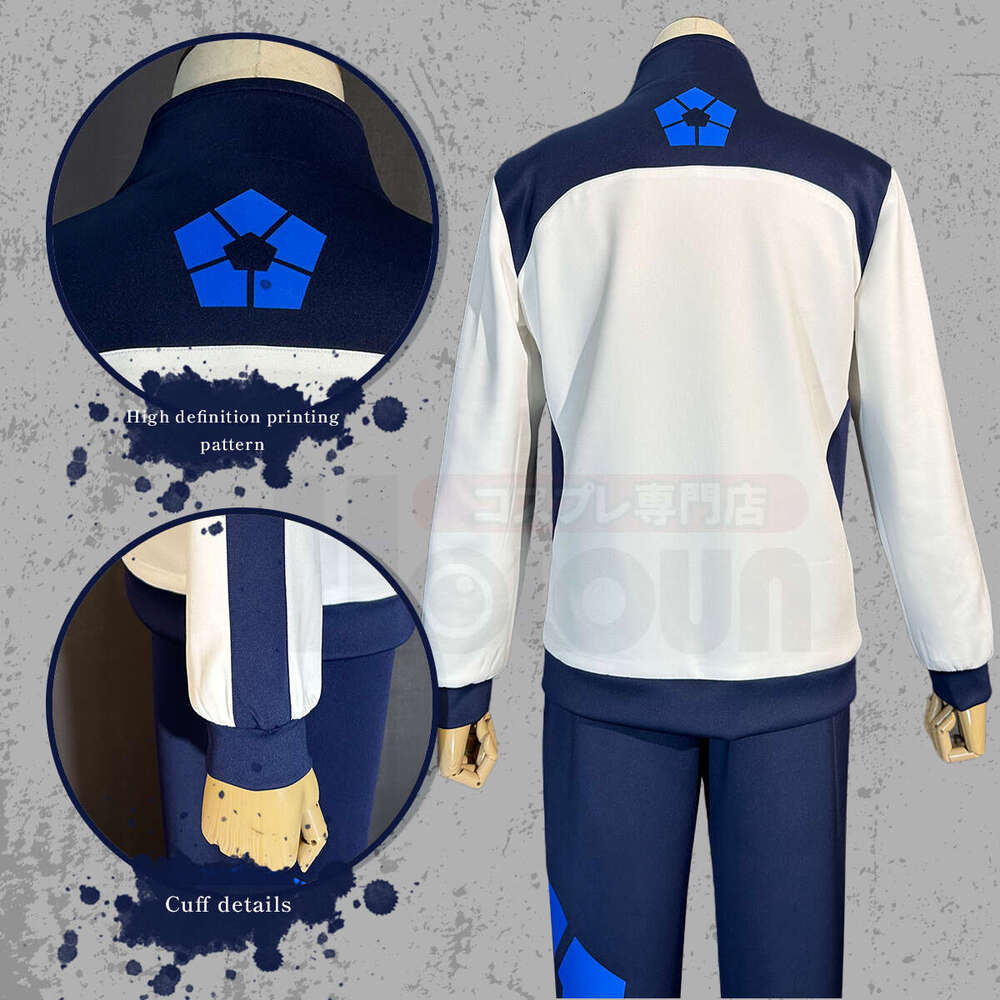 HOLOUN Blue Lock Anime Reo Nagi Bachira Isagi Chigir Cosplay Costume Full-Zip Pocket Sportswear Tracuit Embroidery Hoodie