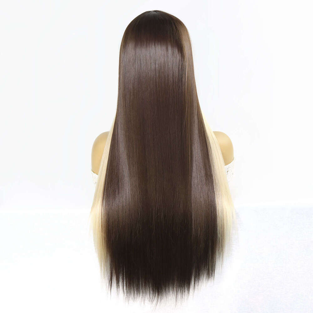 Blonde Highlight Lace Front Strea Brown Straight Synthetic For Black Women Pre Plucked Heat Resistant Colored Wig