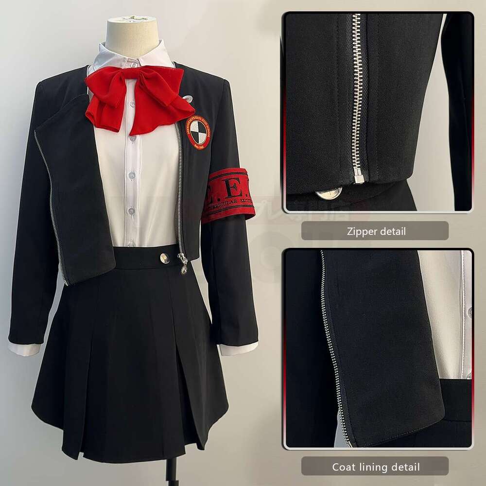 HOLOUN Game P3 Aegis Cosplay Costume Wig Gekkoukan High School Uniform Embroidery Suit Skirt Shirt Daily Wearing Gift