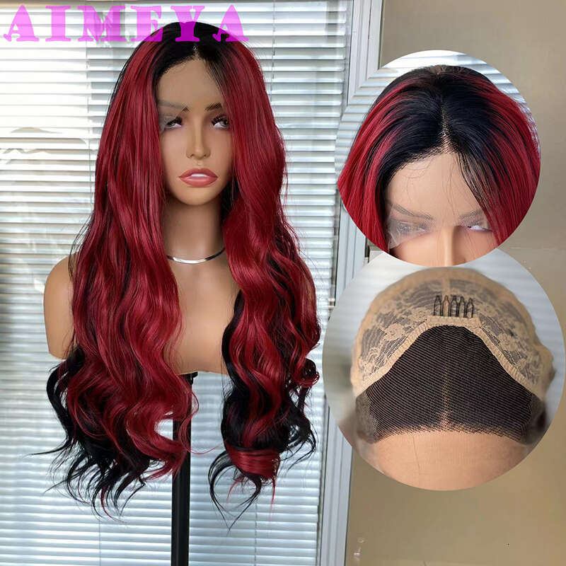 AIMEYA Ombre Blonde Synthetic Front Wigs With Highlights 13X4 Long Body Wave Lace Wig For Women Cosplay Daily Use
