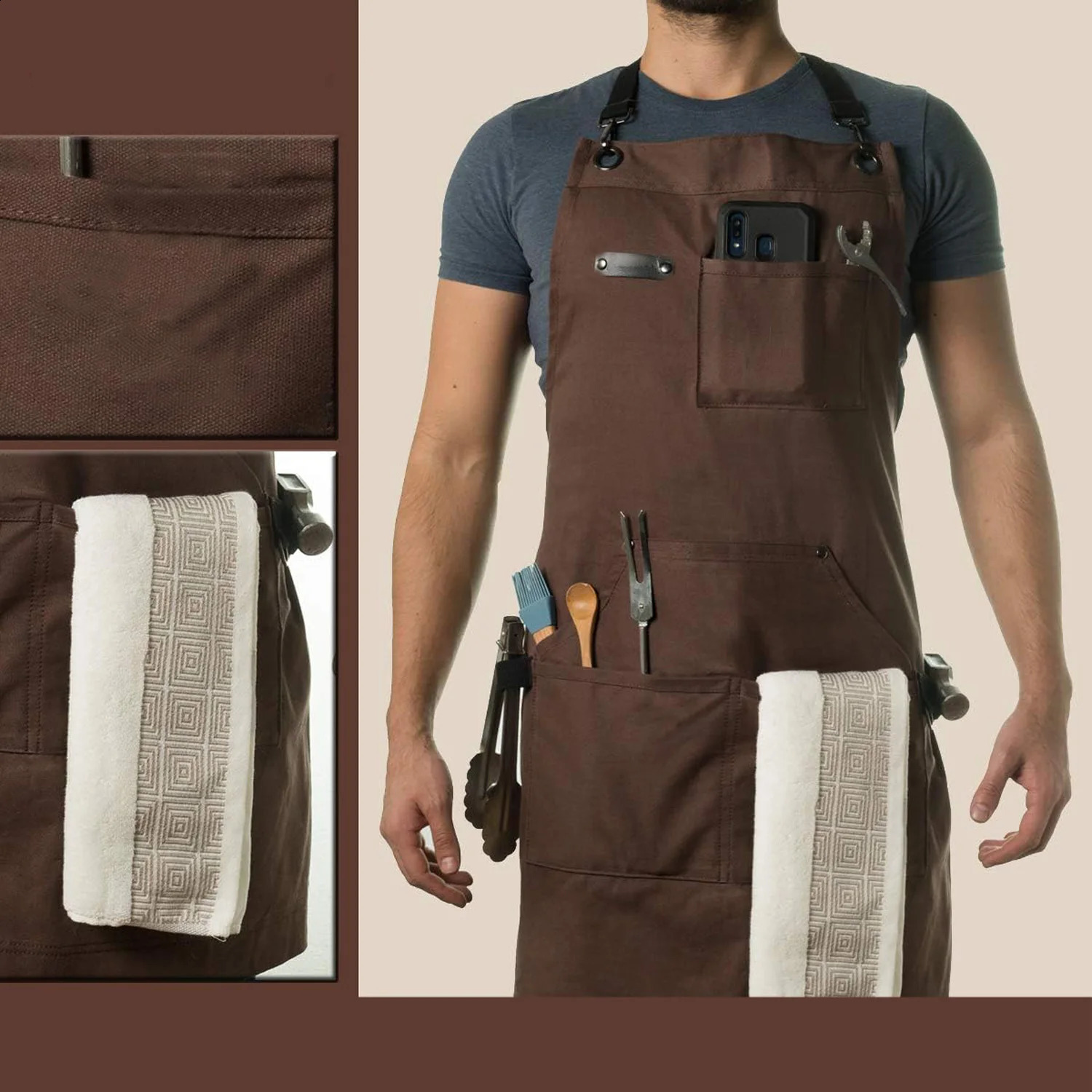Woodworking Shop Canvas Kitchen Apron Fully Adjustable Comfortable and Suitable for Men Sizes S to XXL 240913