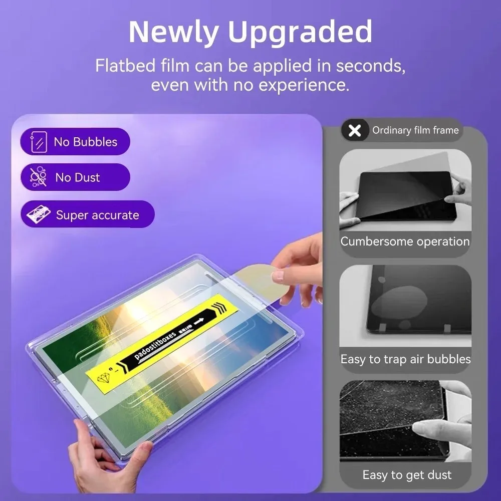 HD Clear Screen Protector For Samsung Galaxy Tab S9 Plus 12.4 S9 FE Plus A9Plus 11 S9 Easy Install Auto-Dust Removal Kit Tempered Glass Film