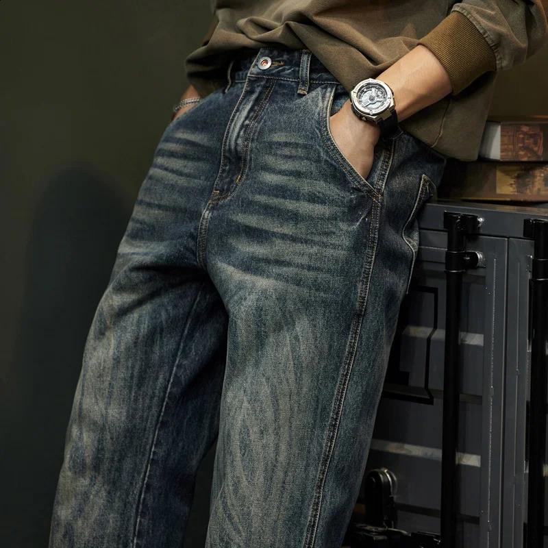 Jeans For Men Baggy Pants Loose Fit Harem Pants Blue Mens Clothing Casual Large Man Denim Trousers Quality Oversized 40 240912