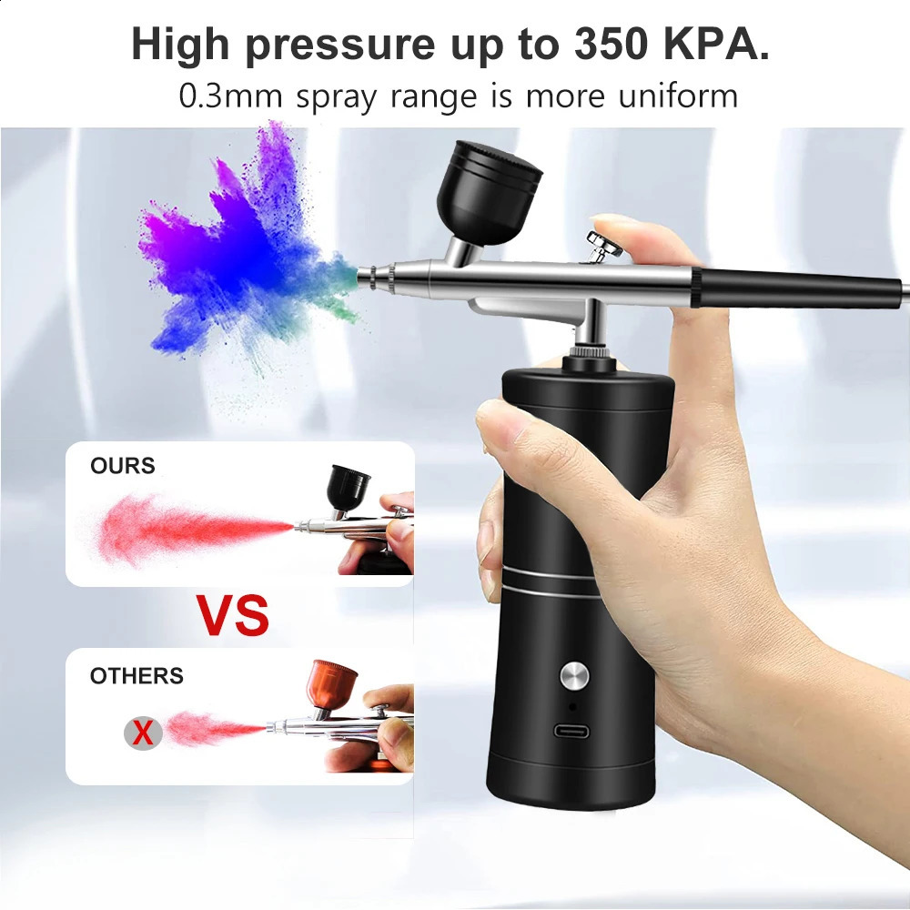 Spray gun nail portable mini air brush with compressor kit used for nail art processing craft pastry painting nano spray gun 350Kpa 240914