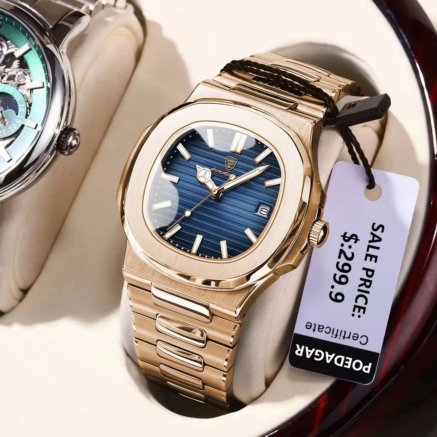 POEDAGAR Man Wristwatch Business Stainless Steel Quartz Men Watch Waterproof Luminous Date Square Mens Watches ClockBox 240906