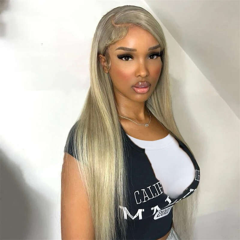 Ash Lace Front 13X4 Straight Human 13X6 HD Transparent Ombre Blonde Wig Brazilian Hair Preplucked For Women