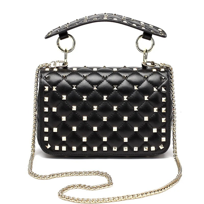 2025 New Fashion Women Sheepskin Leather Rivet Handbags Chain Bag Designer Shoulder Woman Messenger Bags Clutches 7fc9
