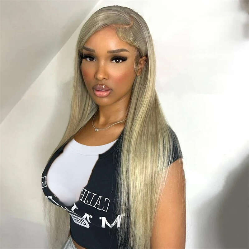 Ash Lace Front 13X4 Straight Human 13X6 HD Transparent Ombre Blonde Wig Brazilian Hair Preplucked For Women