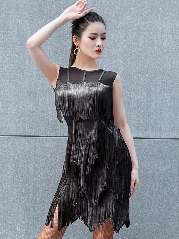 Ximeng Yiyao Latin Dance Practice Dress Tassel Performance Sexy Female Adult Competition 240913