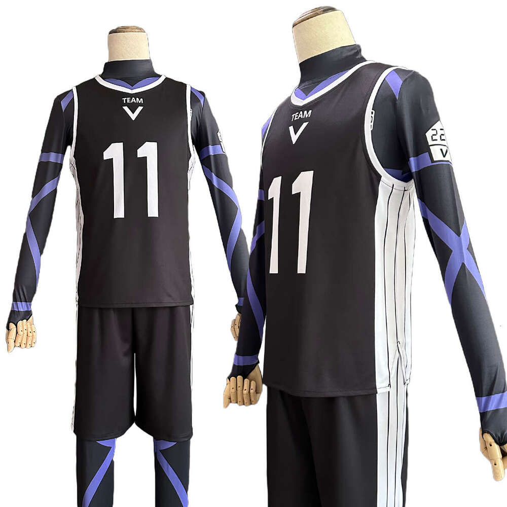 HOLOUN Blue Lock Anime Reo Mikage Nagi Cosplay Costume Wig Black Jersey Football Training Uniform Rose Net Synthetic Xxs-2Xl