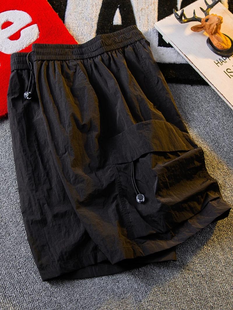 Mens Shorts 2024 Summer Fashion Ice Silk Cargo Male Quick-drying Thin Men Beach Solid Color Casual Short Pants K381