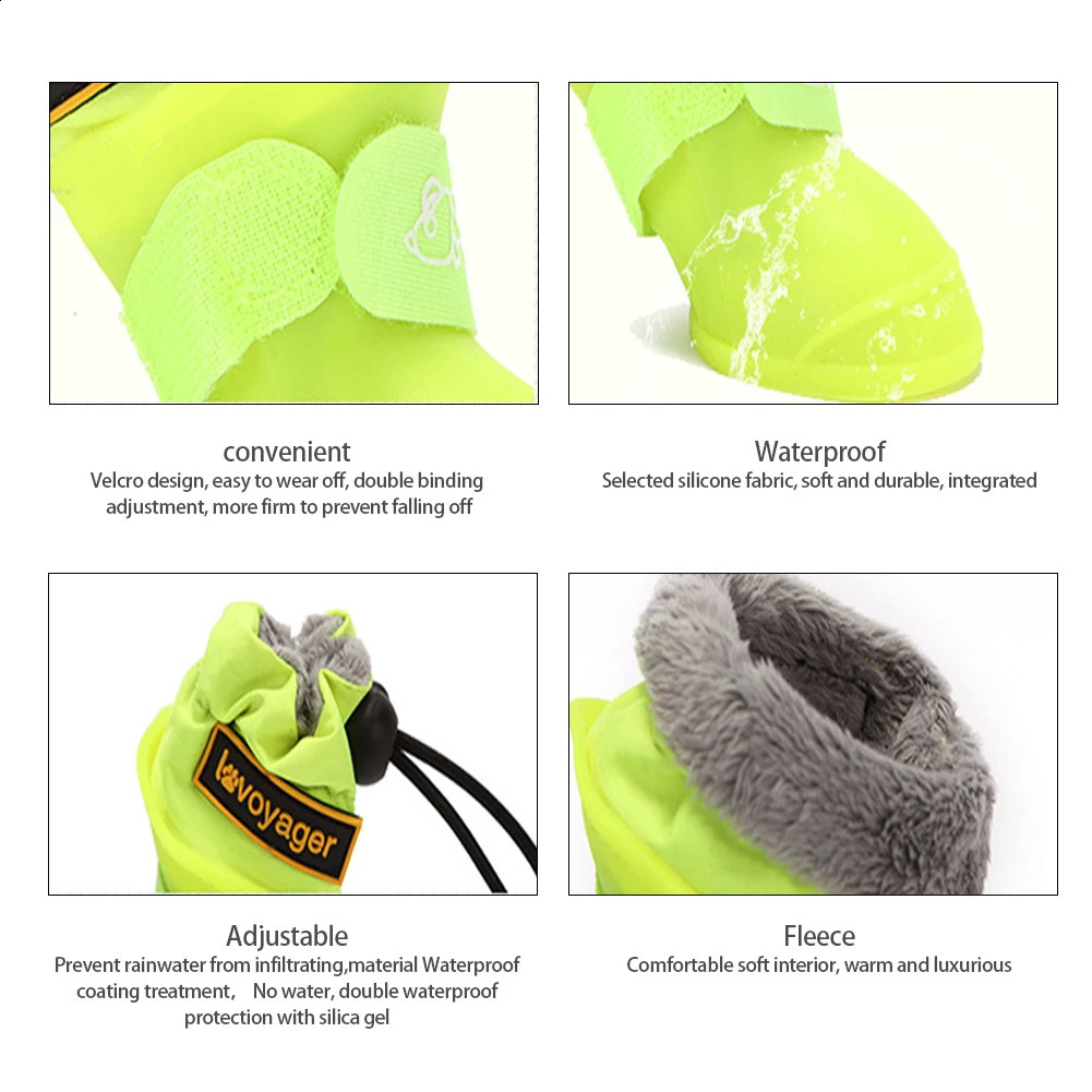 Warm Waterproof Pet Rain Shoes Small Medium Dog Winter Puppy Snow Boots Fleece Soft Silicon Adjustable Anti-Slip Pet Rain Boots 240907
