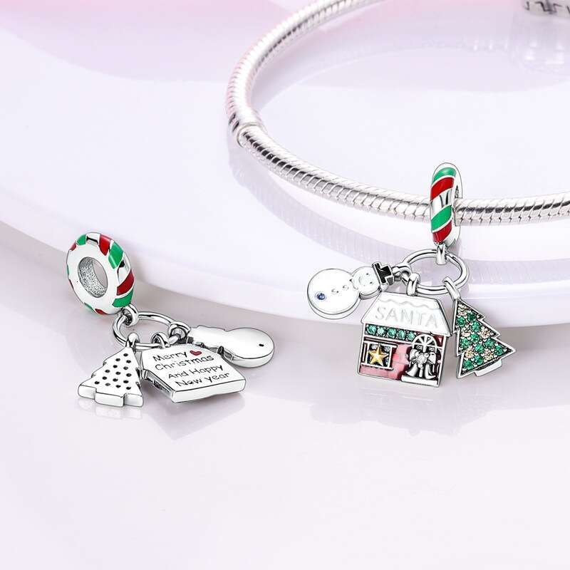 New 925 Sterling Silver Charm Snowman Christmas Tree Pendant beads Fit Charms Silver 925 Original Bracelet DIY Jewelry Making For women Gifts