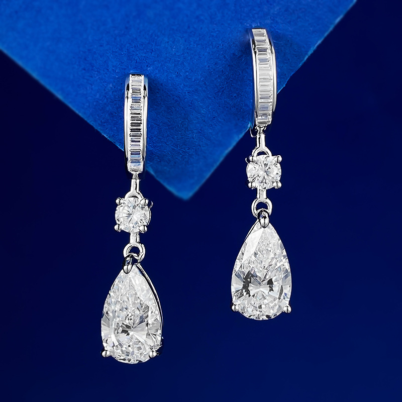 Stunning Sterg Sier Dangle Earrings with Water Drop Moissanite: Perfect Gift for Women
