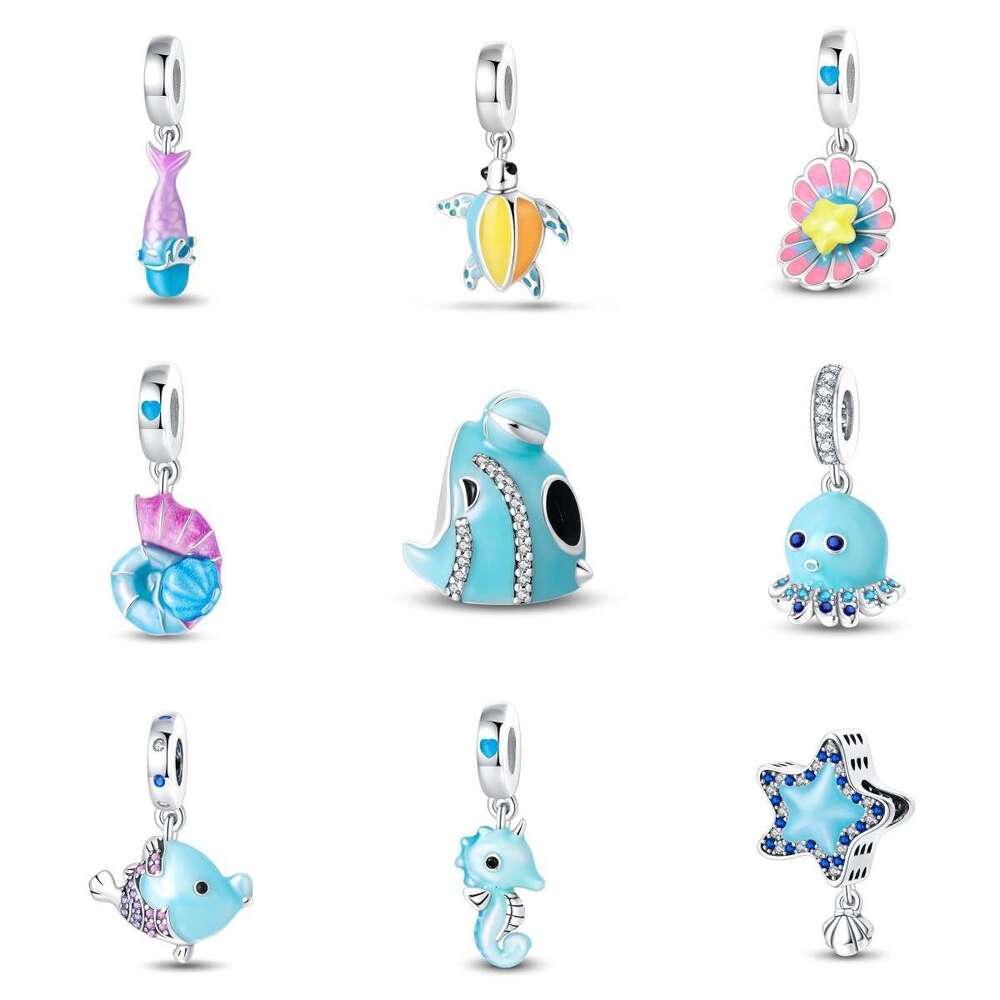 New 925 Sterling Silver Charm Ocean glowing beads octopus starfish dolphin seahorse Beads Fit Charms Silver 925 Original Bracelet DIY Jewelry Making F