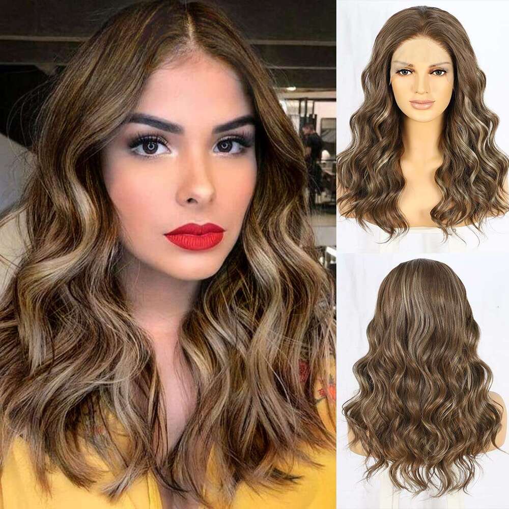 Highlight 13X3 Synthetic For Women Brown Loose Wave Ombre Blonde Short Bob Front Hd Lace Wigs