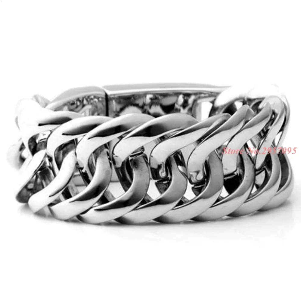 2030mm wide mens chain Cuban heavyduty 316L stainless steel bracelet free delivery 240912