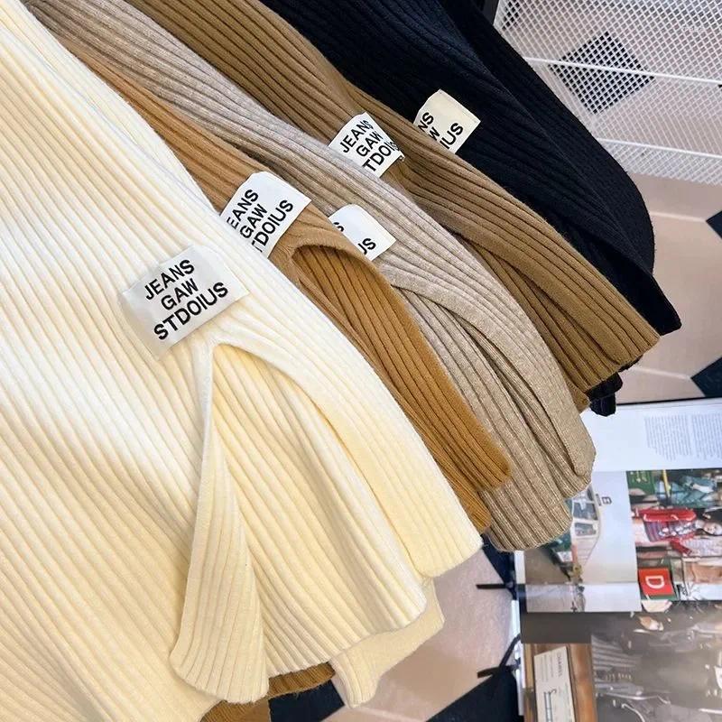 Women's Sweaters 2024 Women Solid Half High Collar Cashmere Sweater Autumn Winter Loose Plus-Size Knitted Wool Casual Bottoming Shirt