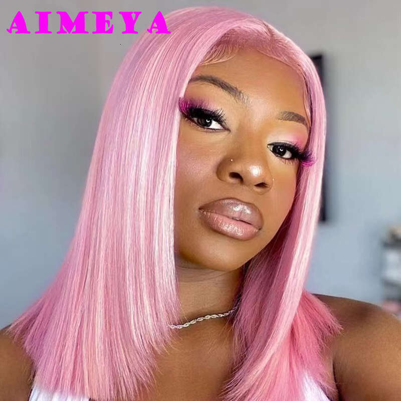 AIMEYA Platinum Blonde For Women Heat Resistant Synthetic Hair Natural Haire Short Straight Bob Lace Front Wig Daily