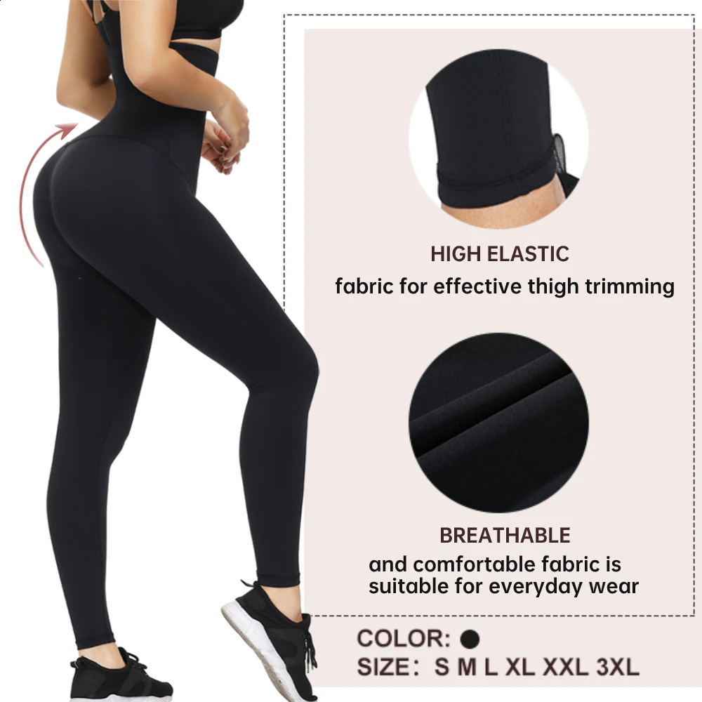 Women Fajas Leggings Waist Trainer Leggings High Waisted Tummy Control Slimming Pants Weight Loss Body Shaper Workout Fittness 240910