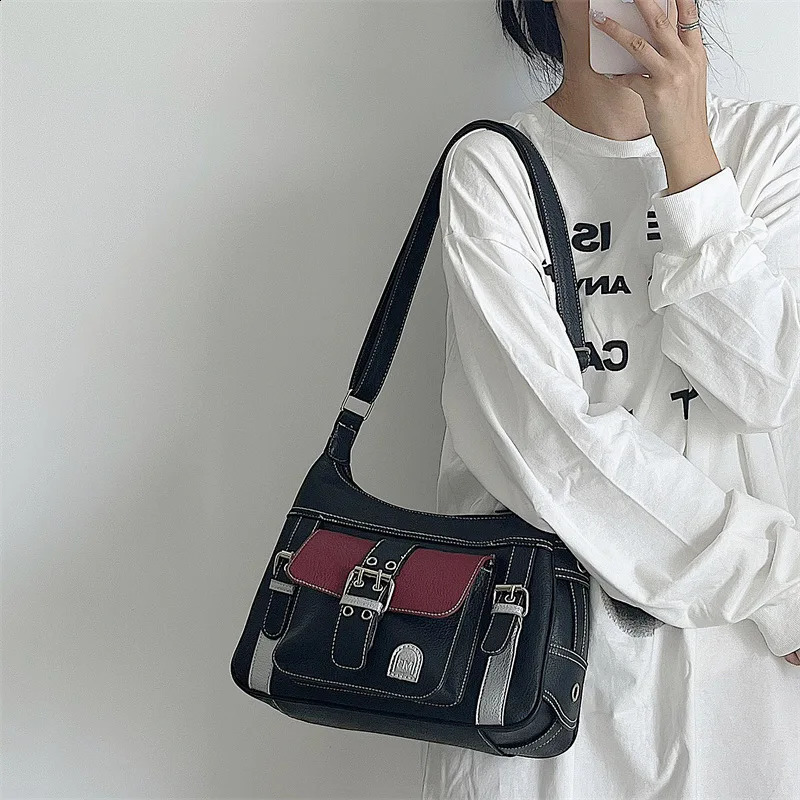 Vintage High Quality PU Leather Shoulder Crossbody Bag Womens Large Capacity Messenger n Travel Handbag bolsa 240914