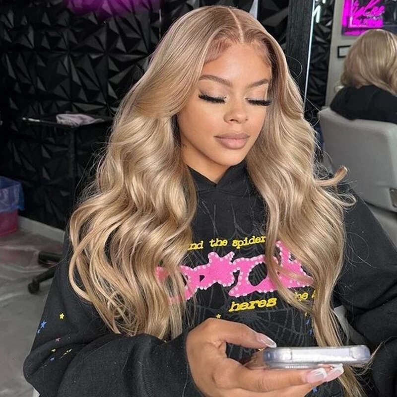 13X6 Highlight HD Lace Frontal Wigs For Women Body Wave Human Hair Pre Plucked 13X4 Honey Blonde Huamn Hairlace Front Wig