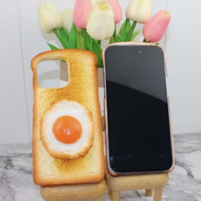 3D Toast Bread Phone For iPhone 14Pro MAX Case 15 14 13Pro 12 11 Funny Cute Creative Butter Fried egg Protection Soft Cover