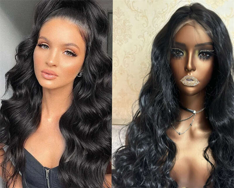 13X4 Synthetic Pre Plucked 180 Density 26 Inch HD Body Wave Lace Front For Black Women Glueless Wigs