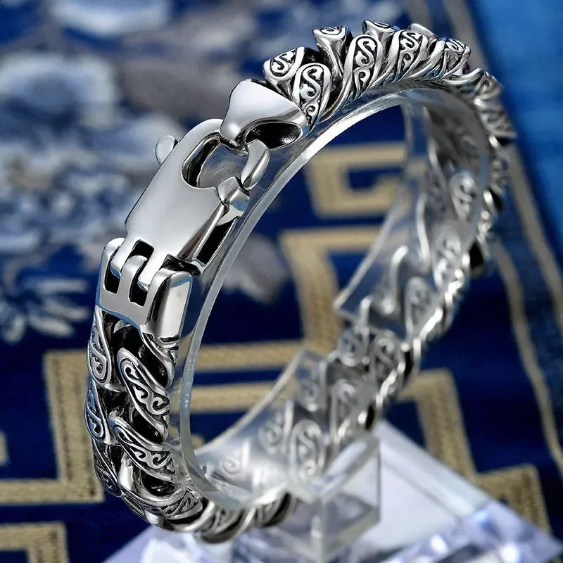 CHUANGCHENG Fashion Pure Silver Italian Charm Mens Bracelet Jewelry Chain 925 Original 240912