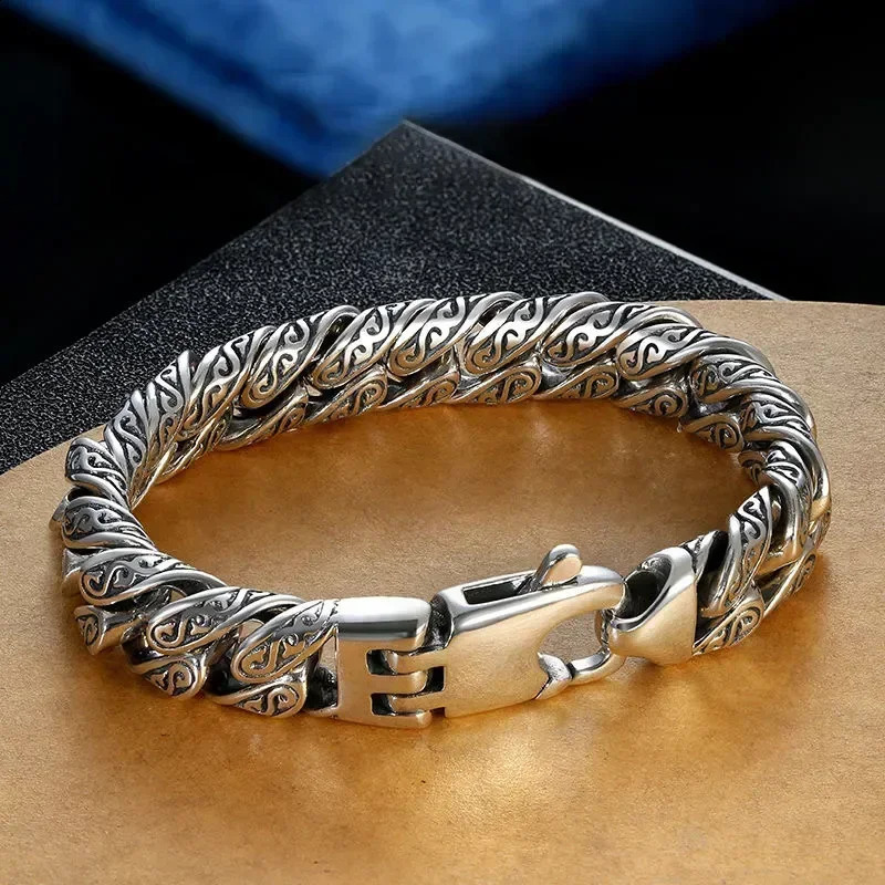 CHUANGCHENG Fashion Pure Silver Italian Charm Mens Bracelet Jewelry Chain 925 Original 240912