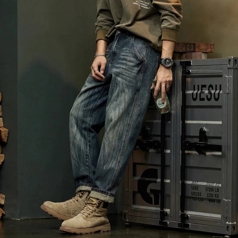 Jeans For Men Baggy Pants Loose Fit Harem Pants Blue Mens Clothing Casual Large Man Denim Trousers Quality Oversized 40 240912