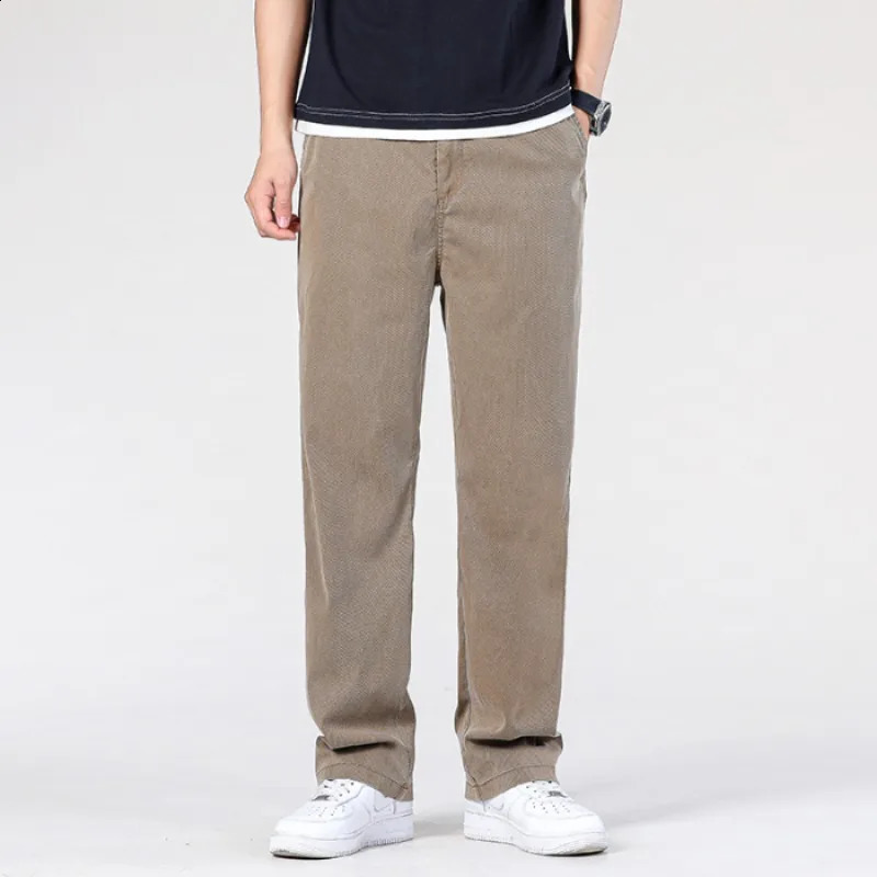 Summer Baggy Jeans Mens Classic Thin Lyocell Fabric High Quality Straight Casual Pants Soft Denim Trousers Coffee Blue Gray 240906