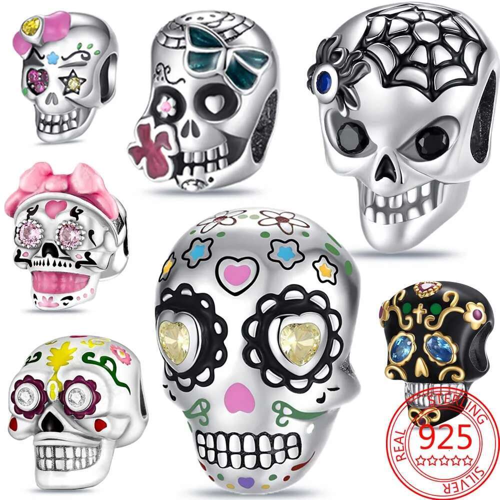 925 Skull Pumpkin Butterfly Moon Egg Dangle Charm Fit DIY Bracelet Necklaces Halloween Series Jewelry Sterling Silver Beads