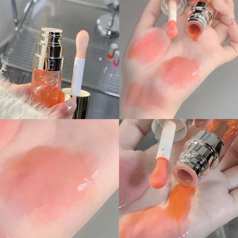 Jelly Violet Glass Lip Oil Moisturizing Transparent Plumper Gloss Makeup Nutritious Liquid Lipstick Big Brush Care 240911