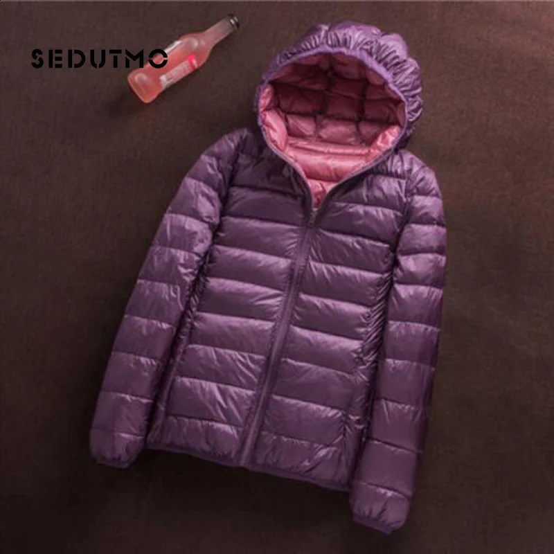 SEDUTMO Winter Duck Down Jacket Womens Ultra Light Hoodie Jacket Double sided Wear resistant Jacket Spring Inflatable Jacket ED657 240913