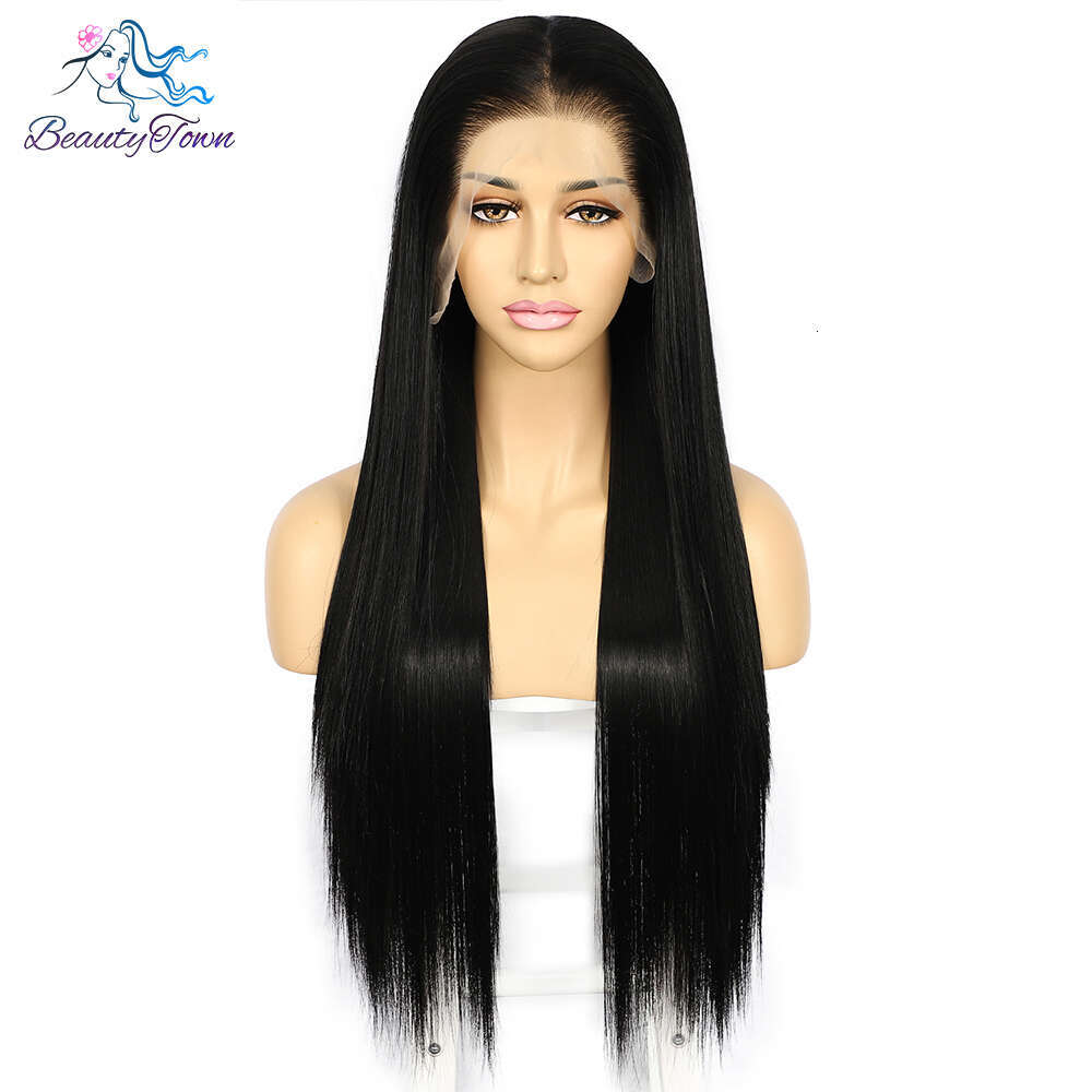 32Inch 13X6 Synthetic Front Bone Straight For Women HD Transparent Lace Cosplay Daily Wig Heat Resistant Fiber