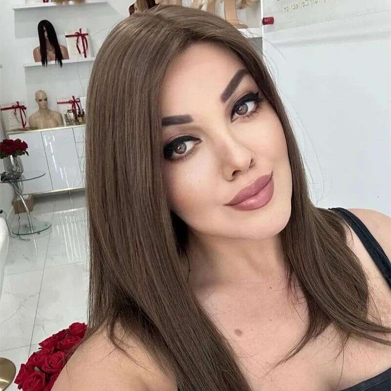 Brown Highlight Synthetic Lace Front Short Bob Wigs 13X4 Colored Straight Glueless Dark Roots Blonde Wig For Women Daily Use
