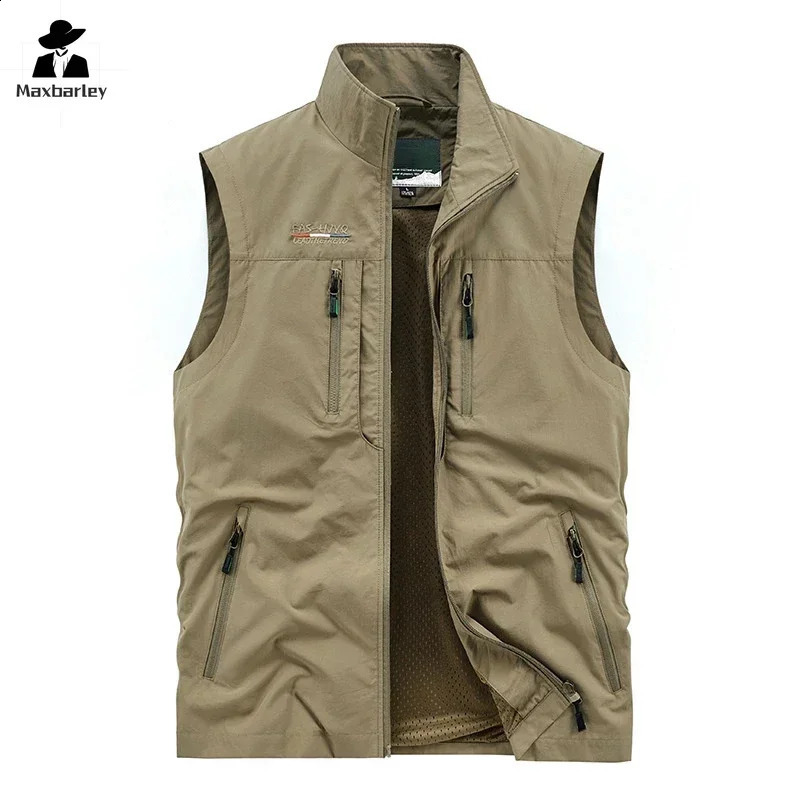 Sleeveless Jacket Vest Mens Summer Cargo Climbing Hunting Vest Outdoor Pographer Fishing Vest Camping working clothes 240912