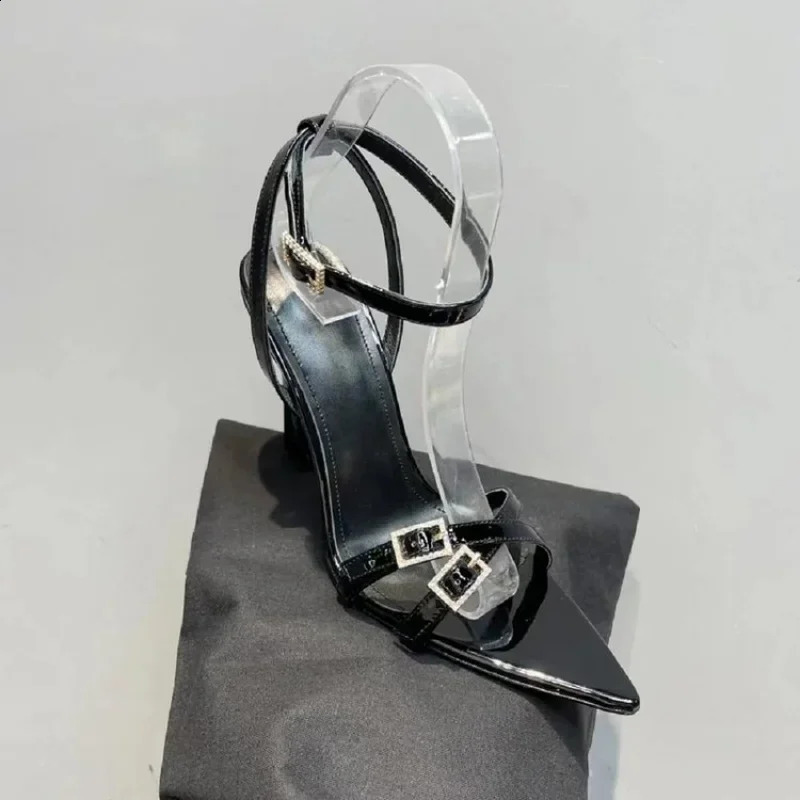 Womens High Heel Sandals Summer Transparent Heels Rhinestone Strap Slingbacks Female Sexy Wedding Sandal 240914