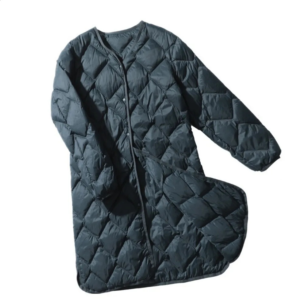 Warm O-neck Thin Parkas Fashion Jacket Winter Womens Long Ultra Light Inflatable Jacket 90% White Duck Down Jacket Womens 240913