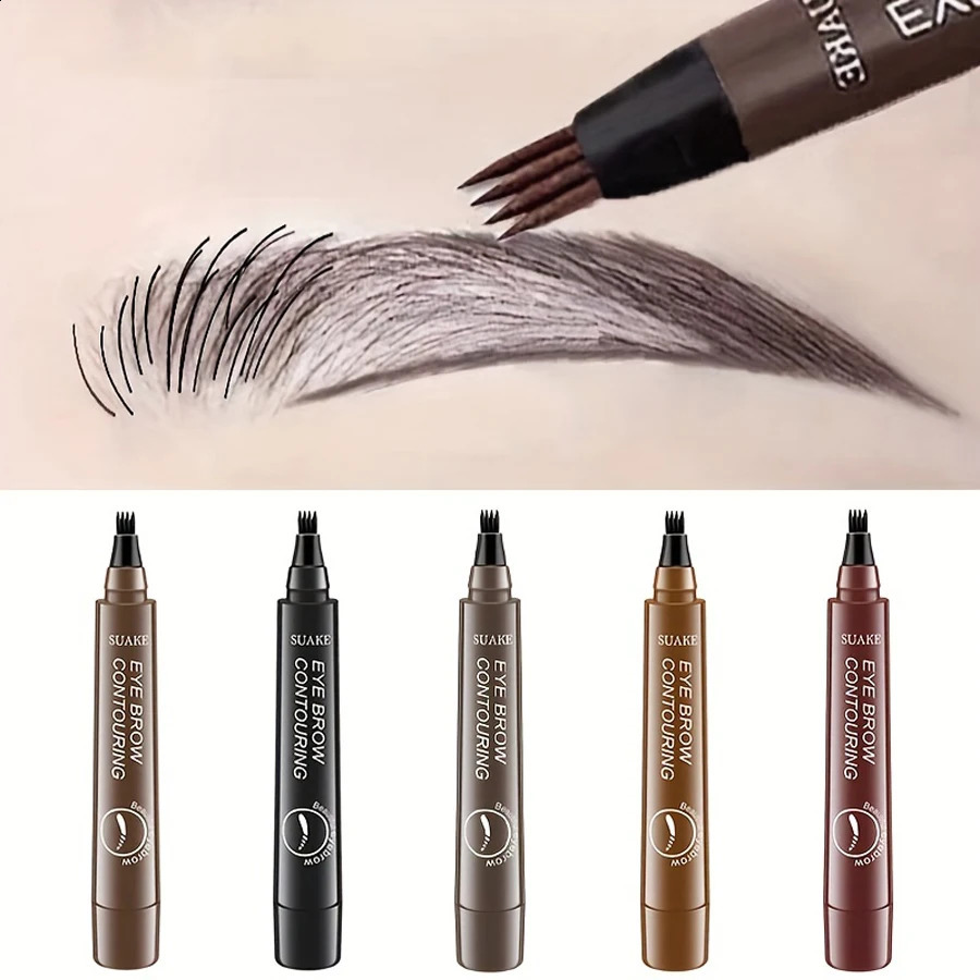 Waterproof Eyebrow Pen Microblading Eyebrow Pencil With 4 Split Head Natural Looking Brows Makeup 5 Colors 240914