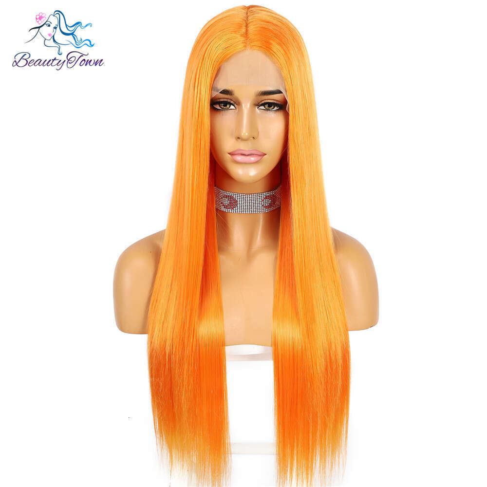 Long Straight Orange Cosplay Blogger Makeup Party Holiday Gift For Girl Synthetic T Lace Wig 2022 Beautytown