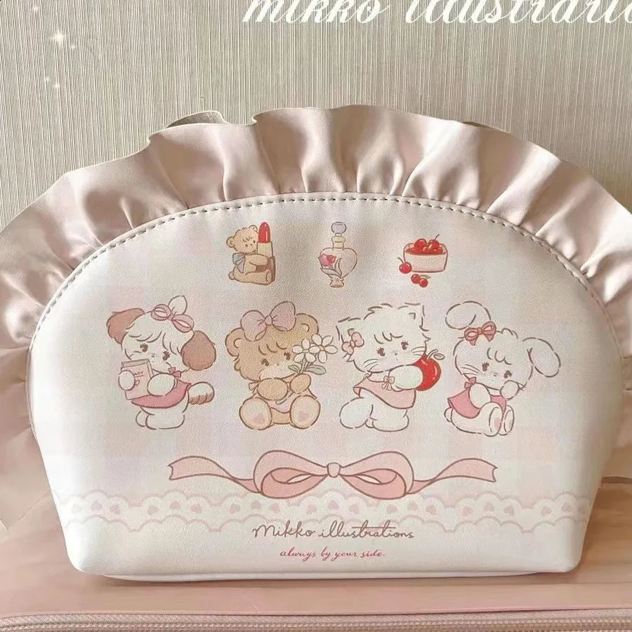 Kawaii Mikko Cosmetic Bag Cute Anime Student High-Capacity Pencil Case Cartoon Shell Bags Accessories for Birthday Gift Girl 240913