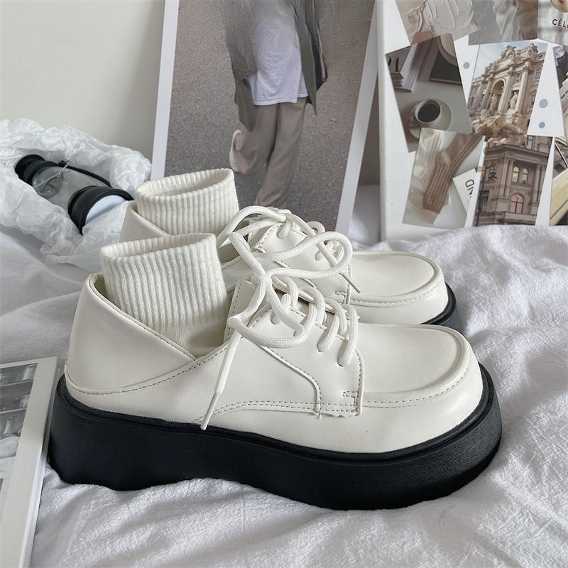 Versatile 2024 Women's Leather Mary Janes: Chunky Heel Slip-on Casual Shoes 54fe