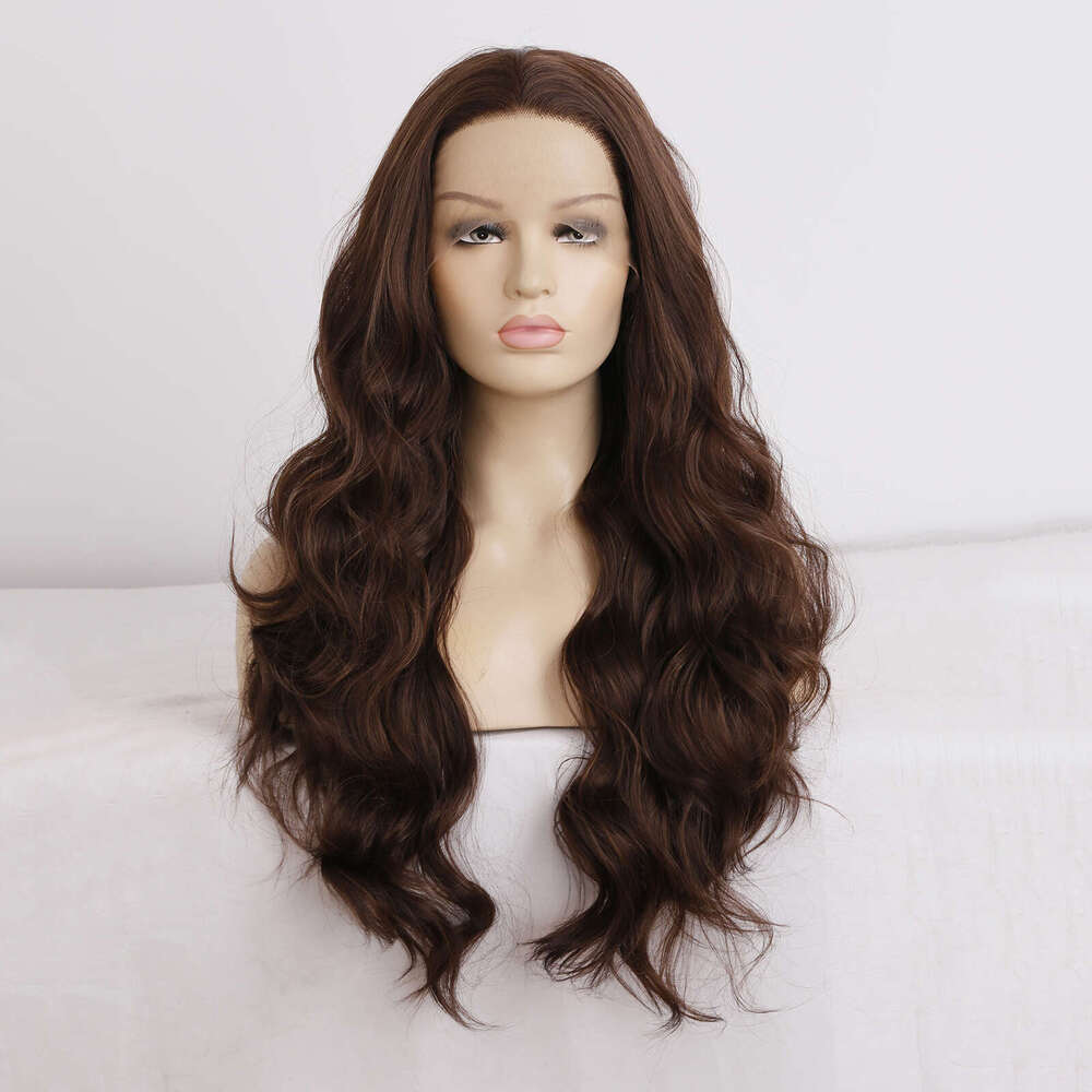 AIMEYA Drak Brown Body Wave Front For Women Heat Resistant Synthetic Lace Wig Daily Use Hair Natural Haire