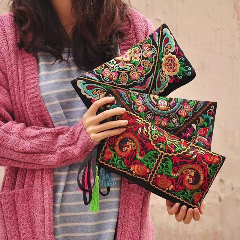 n Flowers Clutches Pouch Fashion Women Wallet Wrist Handbag Lady Vintage Envelope Phone Purse Card Holders Pocket 240914