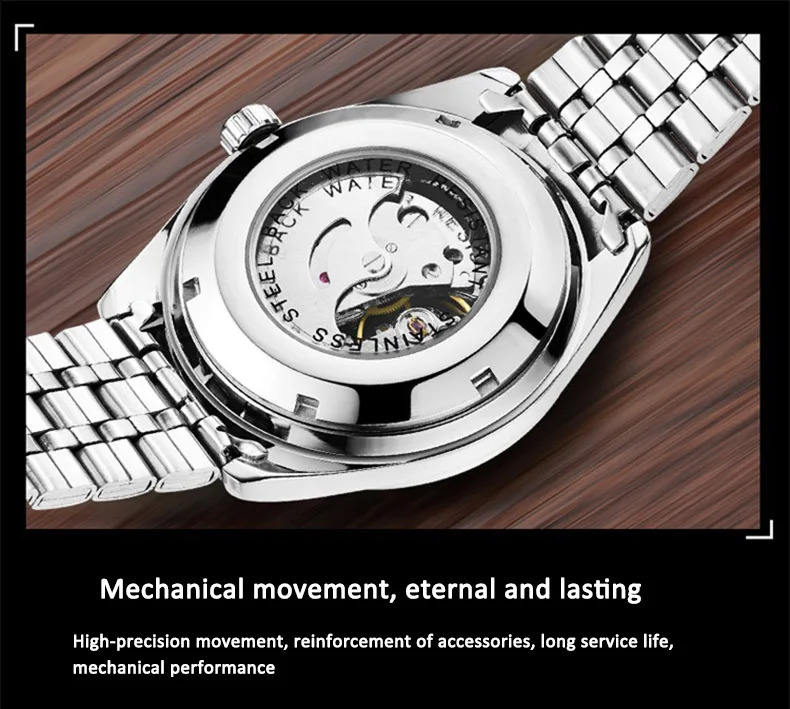 FNGEEN Stainless Business Men Mechanical Watch Fashion Wristwatch Men watches Waterproof clock relogio masculino 240906