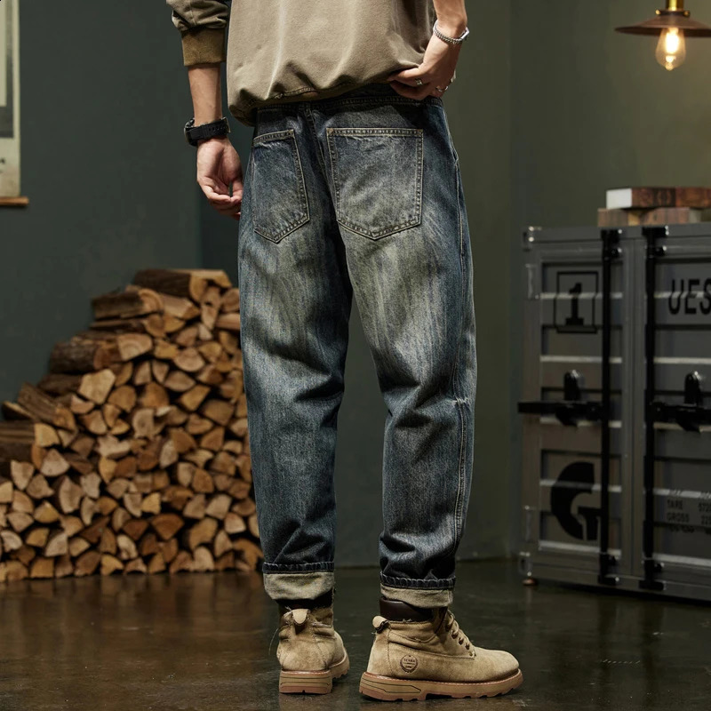 Jeans For Men Baggy Pants Loose Fit Harem Pants Blue Mens Clothing Casual Large Man Denim Trousers Quality Oversized 40 240912