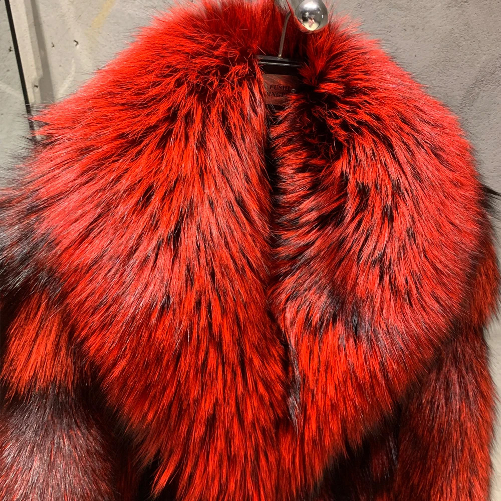 Silver Fox Fur Coat Real Fox Fur Coat Long Sleeve Natural Fox Cloth Turn Down Collar W1899 240905