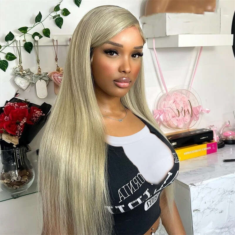 Ash Lace Front 13X4 Straight Human 13X6 HD Transparent Ombre Blonde Wig Brazilian Hair Preplucked For Women